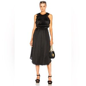 Ulla Johnson Eveline Black Midi Dress in 100% Silk LBD Size 6